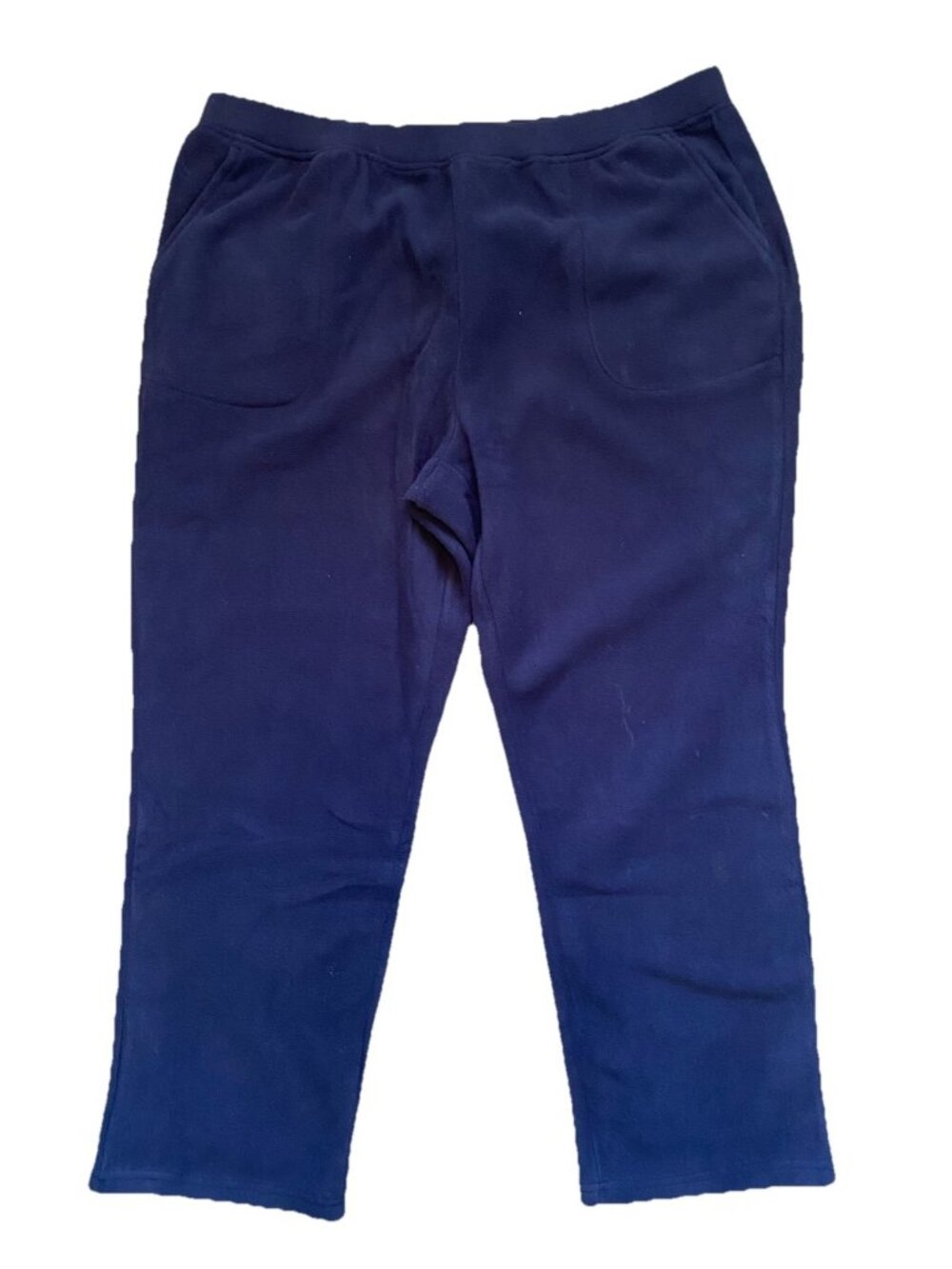 Denim & Co Active 1X P Navy Blue Fleece Pull On Lounge Pants Elastic Waist NEW